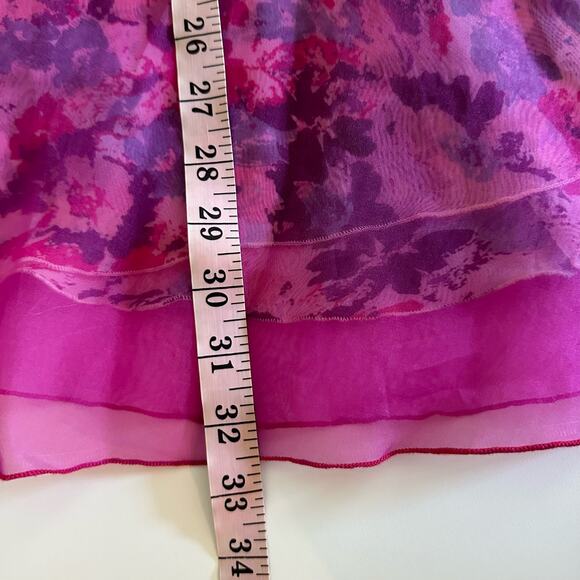 Alexander Michael Snyder Women's Purple Floral Sheer Overlay Midi Skirt Size 6 - Picture 8 of 9